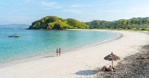 Tanjung Aan Beach Lombok with unique black and white sand
